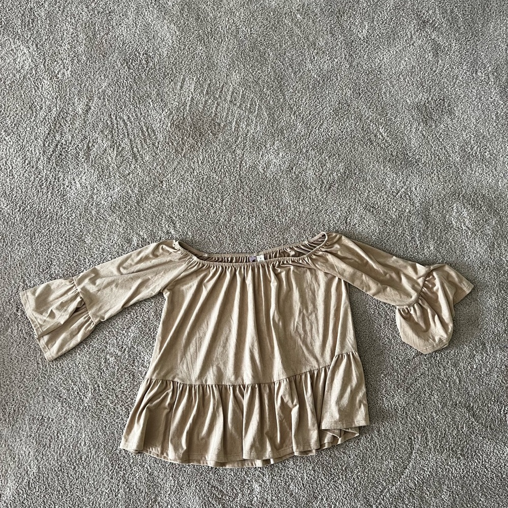 Beige Velvet Blouse
